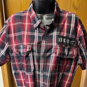 Harley Davidson Men’s Red and Black Plaid Men's Shirt